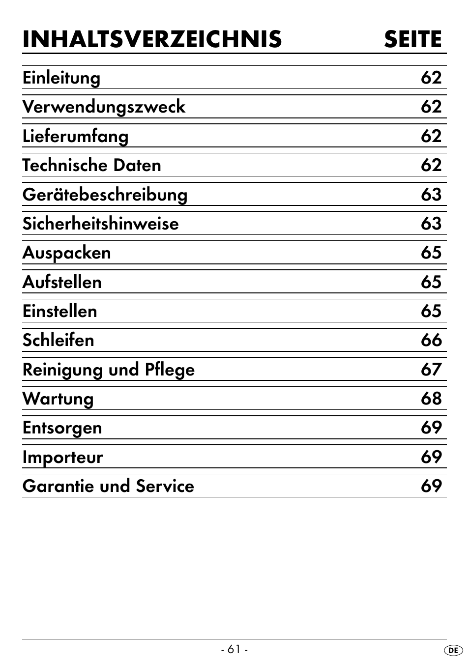 Inhaltsverzeichnis seite | Silvercrest SEAS 20 A1 User Manual | Page 64 / 74