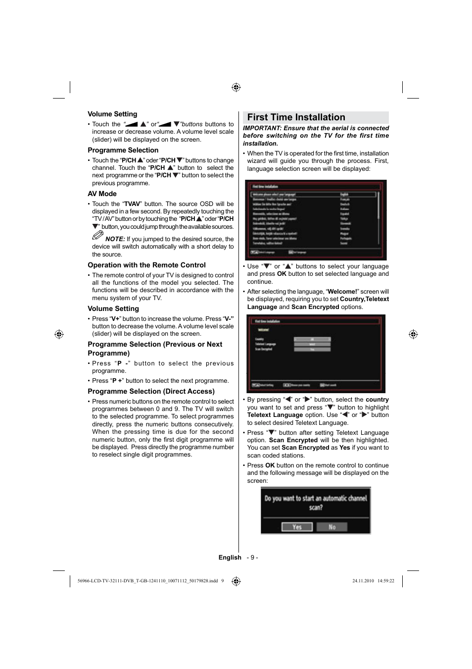 First time installation | Silvercrest LCD-TV 32111 User Manual | Page 11 / 33