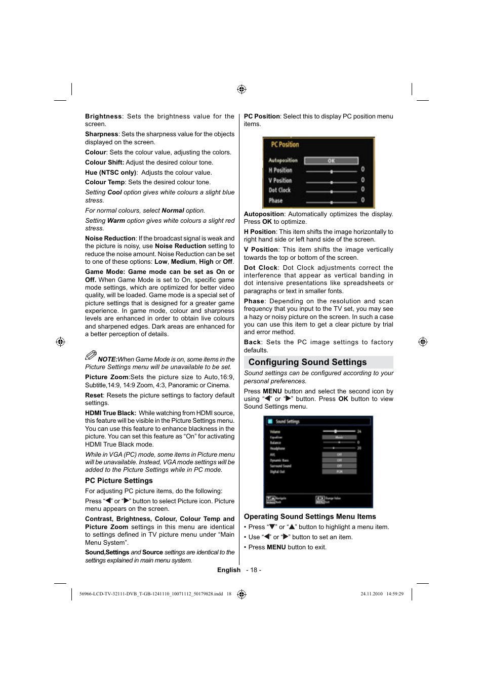 Con guring sound settings | Silvercrest LCD-TV 32111 User Manual | Page 20 / 33