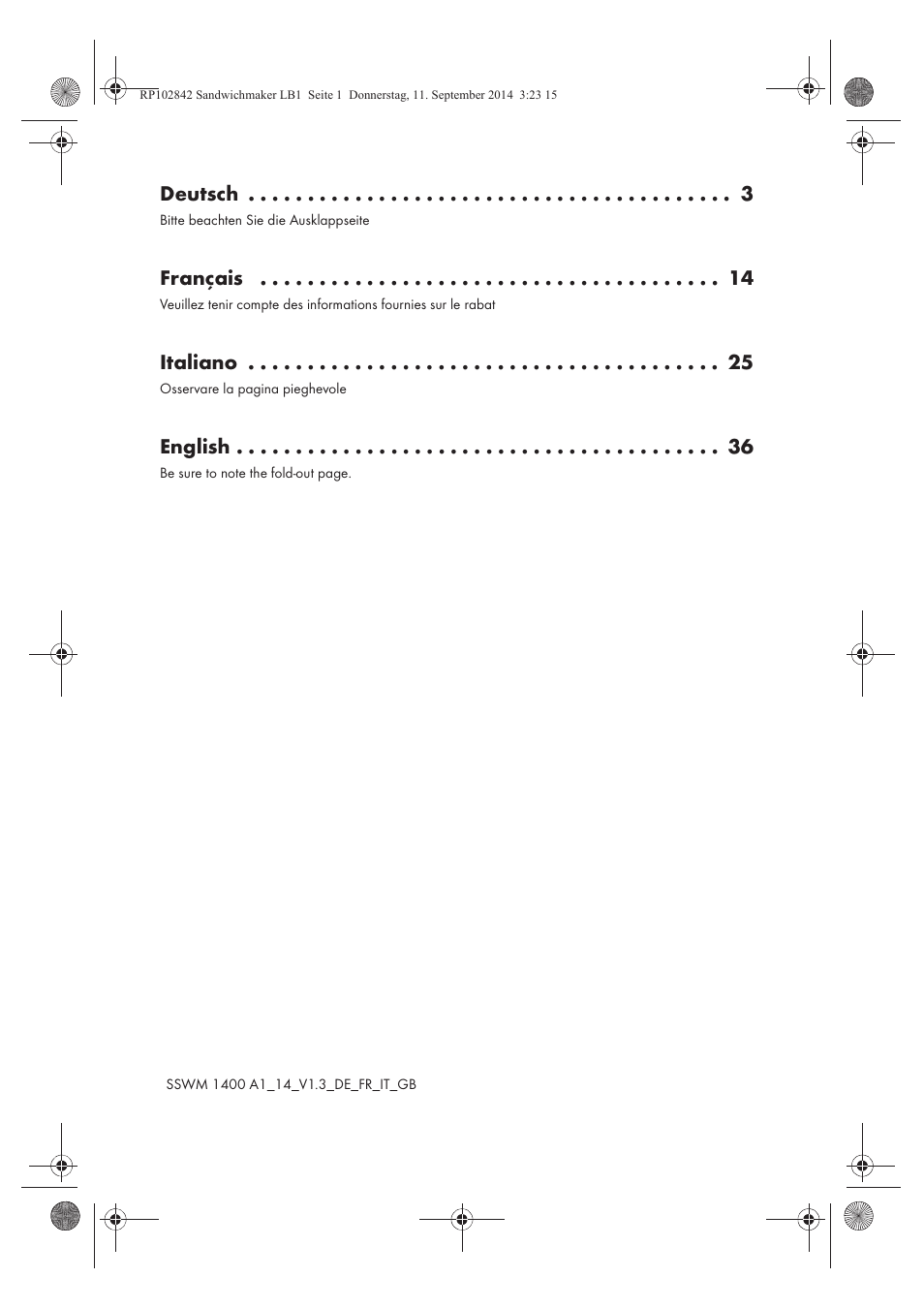 Deutsch, Français, Italiano | English | Silvercrest SSWM 1400 A1 User Manual | Page 2 / 50