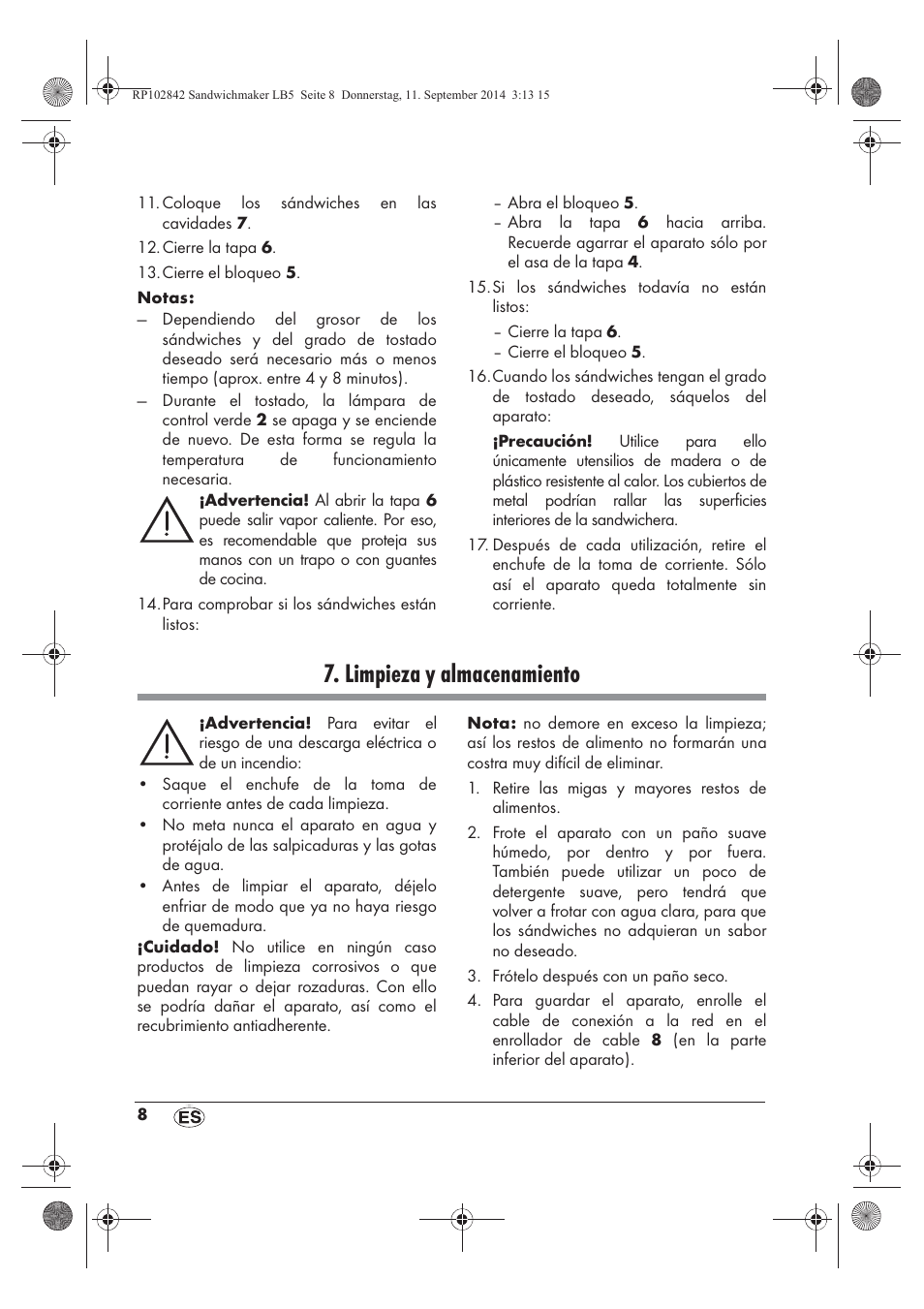 Limpieza y almacenamiento | Silvercrest SSWM 1400 A1 User Manual | Page 10 / 58