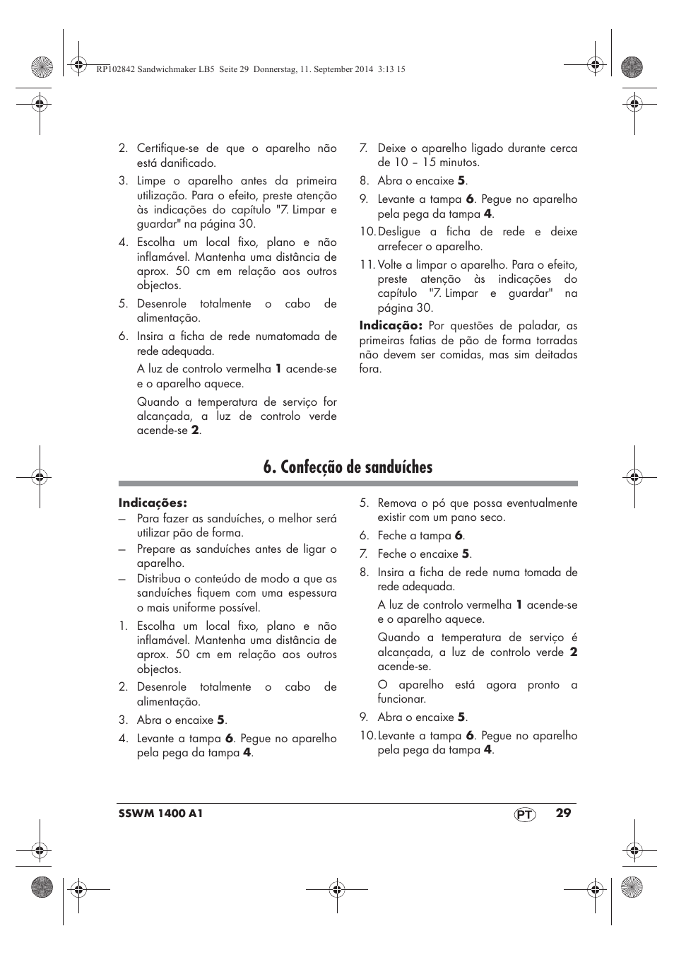 Confecção de sanduíches | Silvercrest SSWM 1400 A1 User Manual | Page 31 / 58