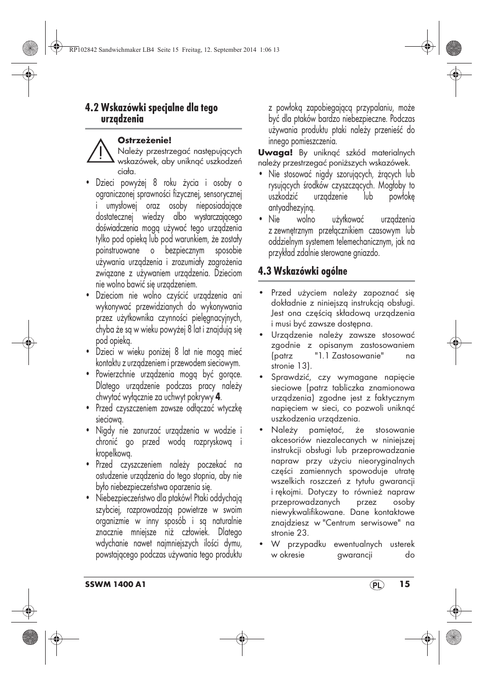 Silvercrest SSWM 1400 A1 User Manual | Page 17 / 78