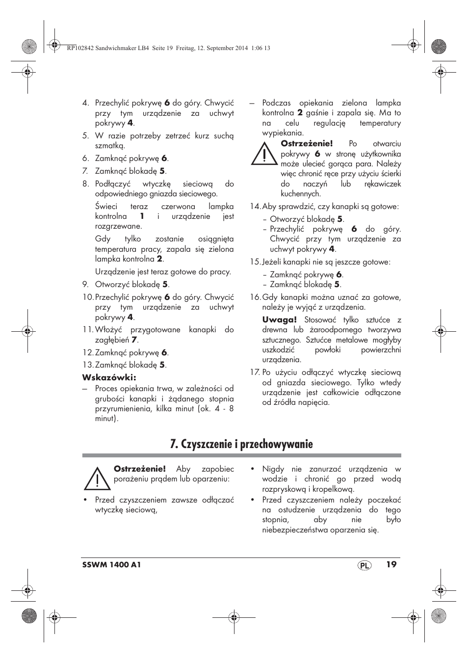 Czyszczenie i przechowywanie | Silvercrest SSWM 1400 A1 User Manual | Page 21 / 78