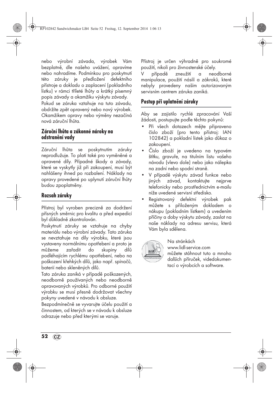 Záruční lhůta a zákonné nároky na odstranění vady, Rozsah záruky, Postup při uplatnění záruky | Silvercrest SSWM 1400 A1 User Manual | Page 54 / 78