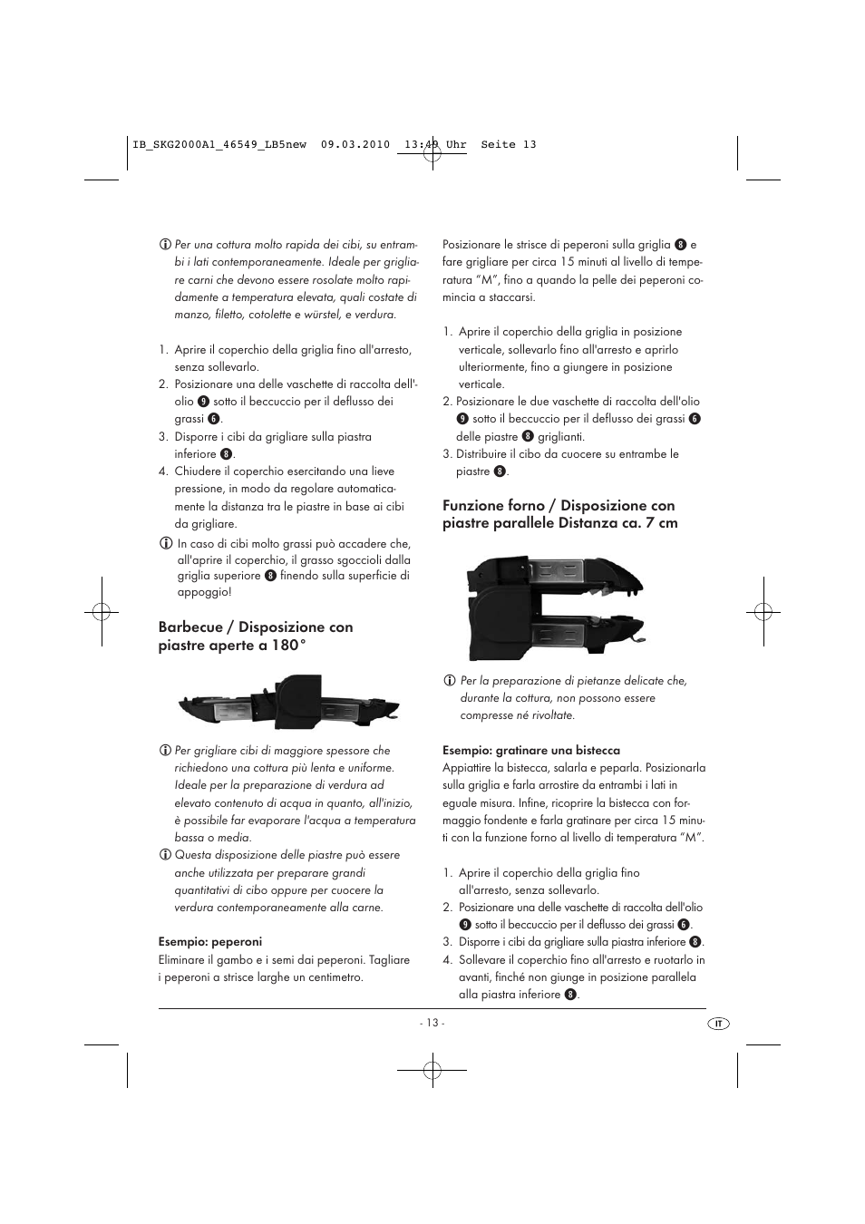 Barbecue / disposizione con piastre aperte a 180 | Silvercrest SKG 2000 A1 User Manual | Page 15 / 42