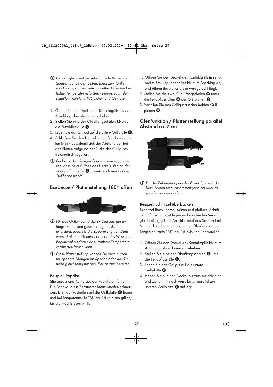 Barbecue / plattenstellung 180° offen | Silvercrest SKG 2000 A1 User Manual | Page 39 / 42