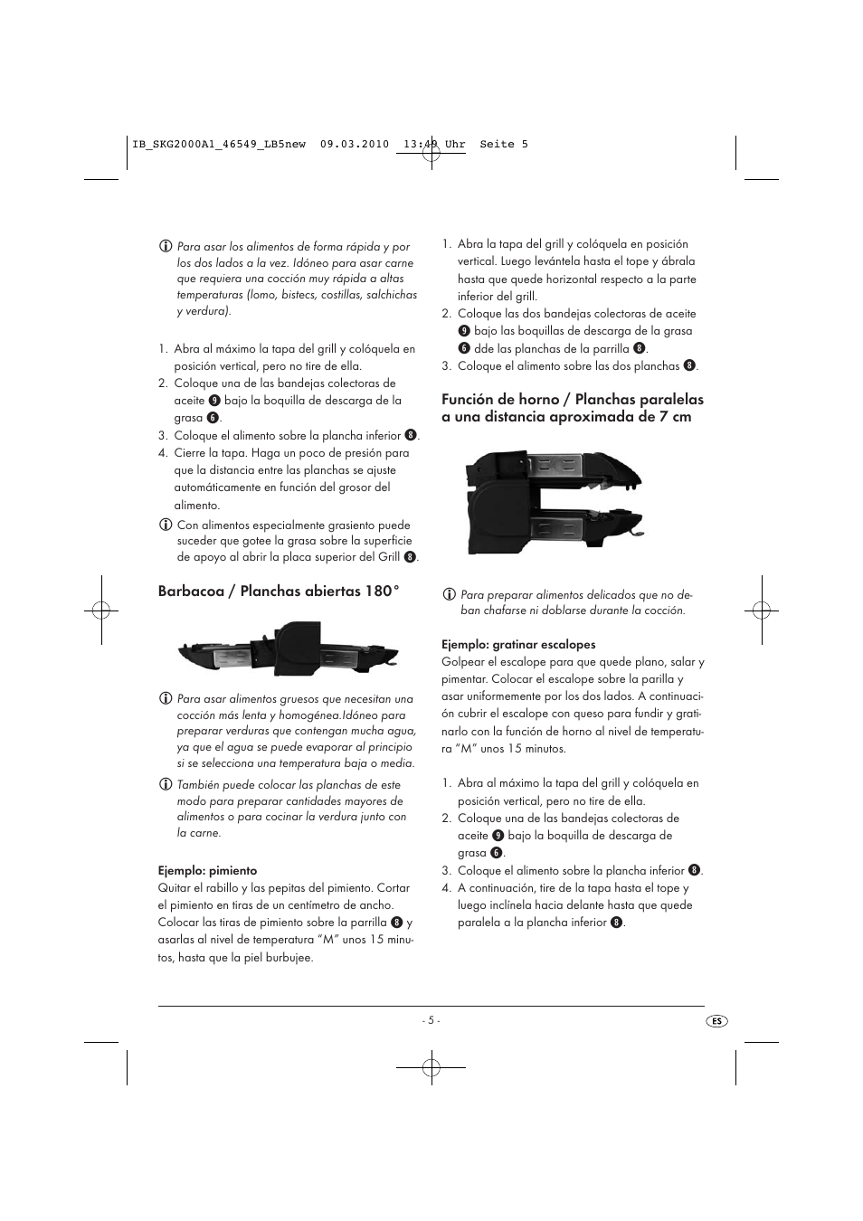 Barbacoa / planchas abiertas 180 | Silvercrest SKG 2000 A1 User Manual | Page 7 / 42