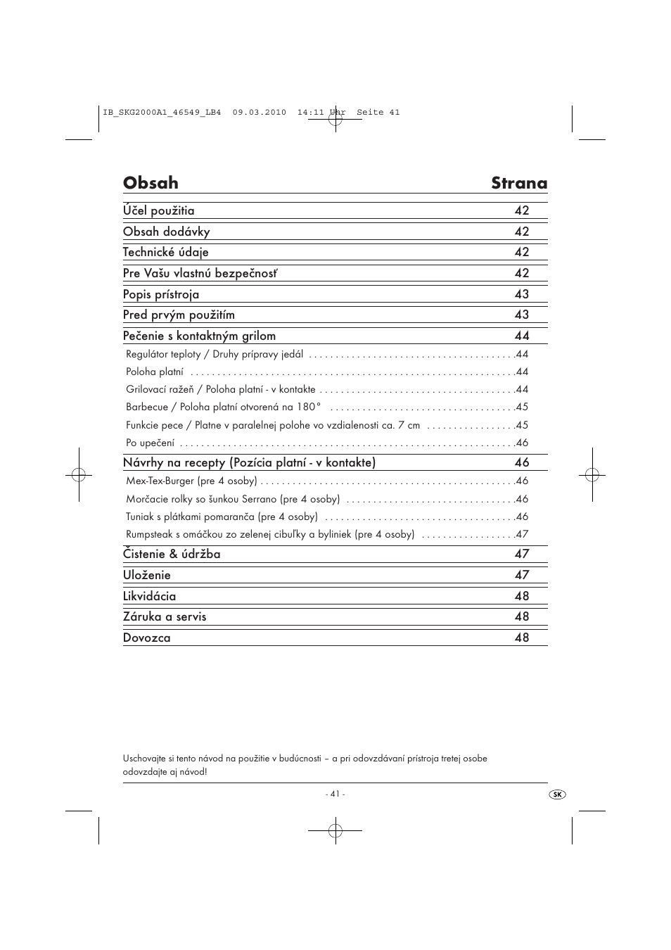 Silvercrest SKG 2000 A1 User Manual | Page 43 / 66