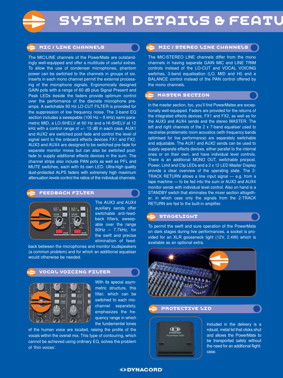 System details & featu | Dynacord PowerMate Powered Mixer User Manual | Page 4 / 8