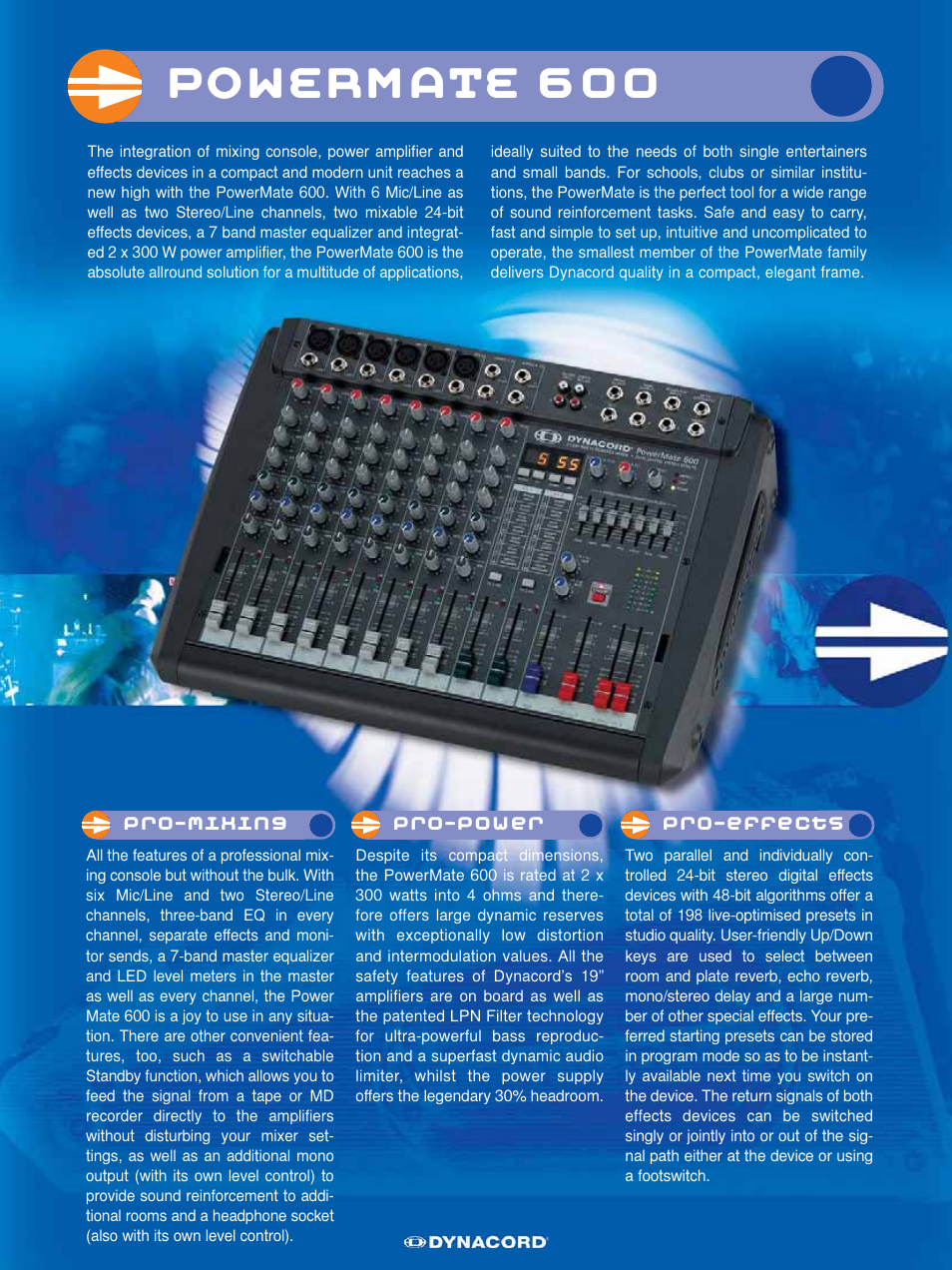 Powermate 600 | Dynacord PowerMate Powered Mixer User Manual | Page 7 / 8