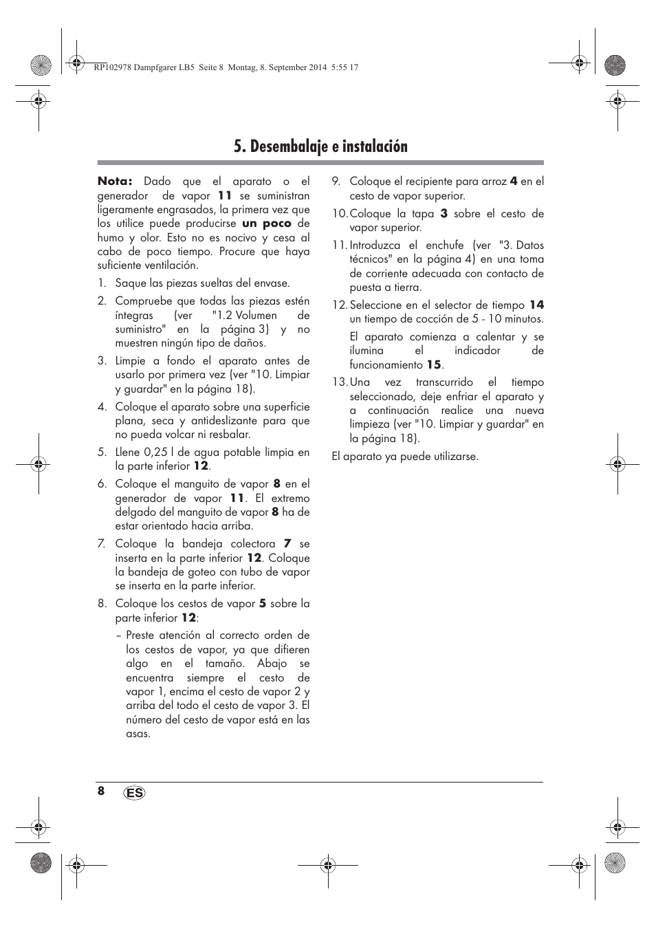 Desembalaje e instalación | Silvercrest SDG 800 B2 User Manual | Page 10 / 98