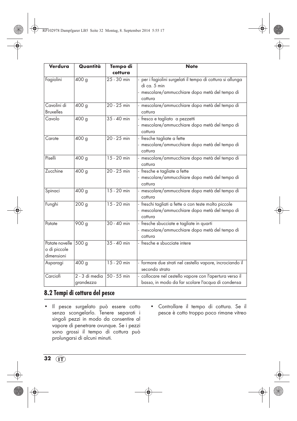 2 tempi di cottura del pesce | Silvercrest SDG 800 B2 User Manual | Page 34 / 98