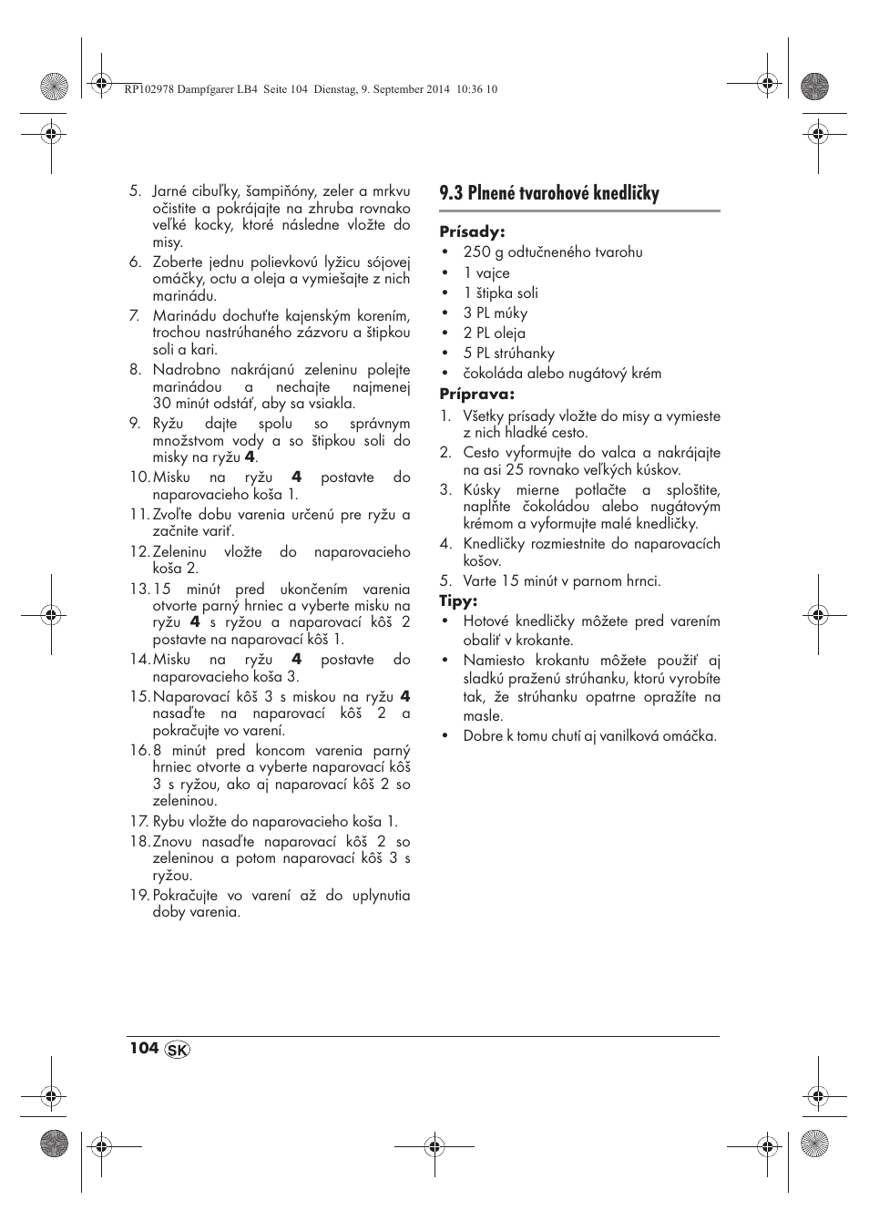 3 plnené tvarohové knedličky | Silvercrest SDG 800 B2 User Manual | Page 106 / 130