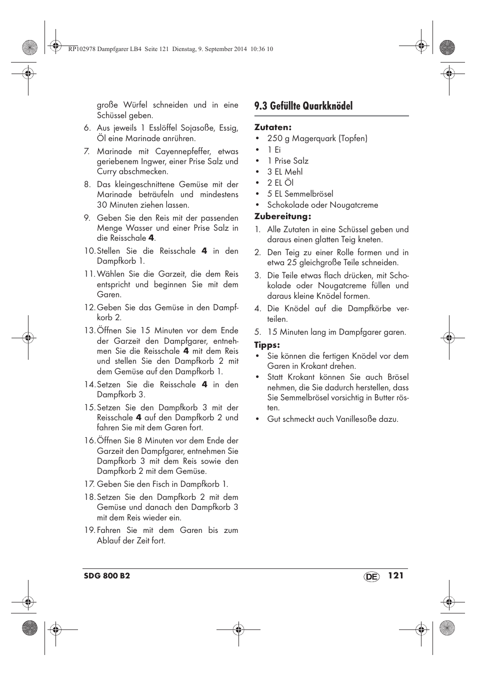 3 gefüllte quarkknödel | Silvercrest SDG 800 B2 User Manual | Page 123 / 130