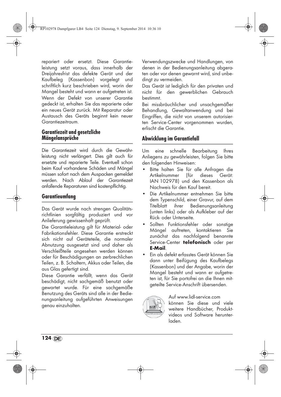 Garantiezeit und gesetzliche mängelansprüche, Garantieumfang, Abwicklung im garantiefall | Silvercrest SDG 800 B2 User Manual | Page 126 / 130