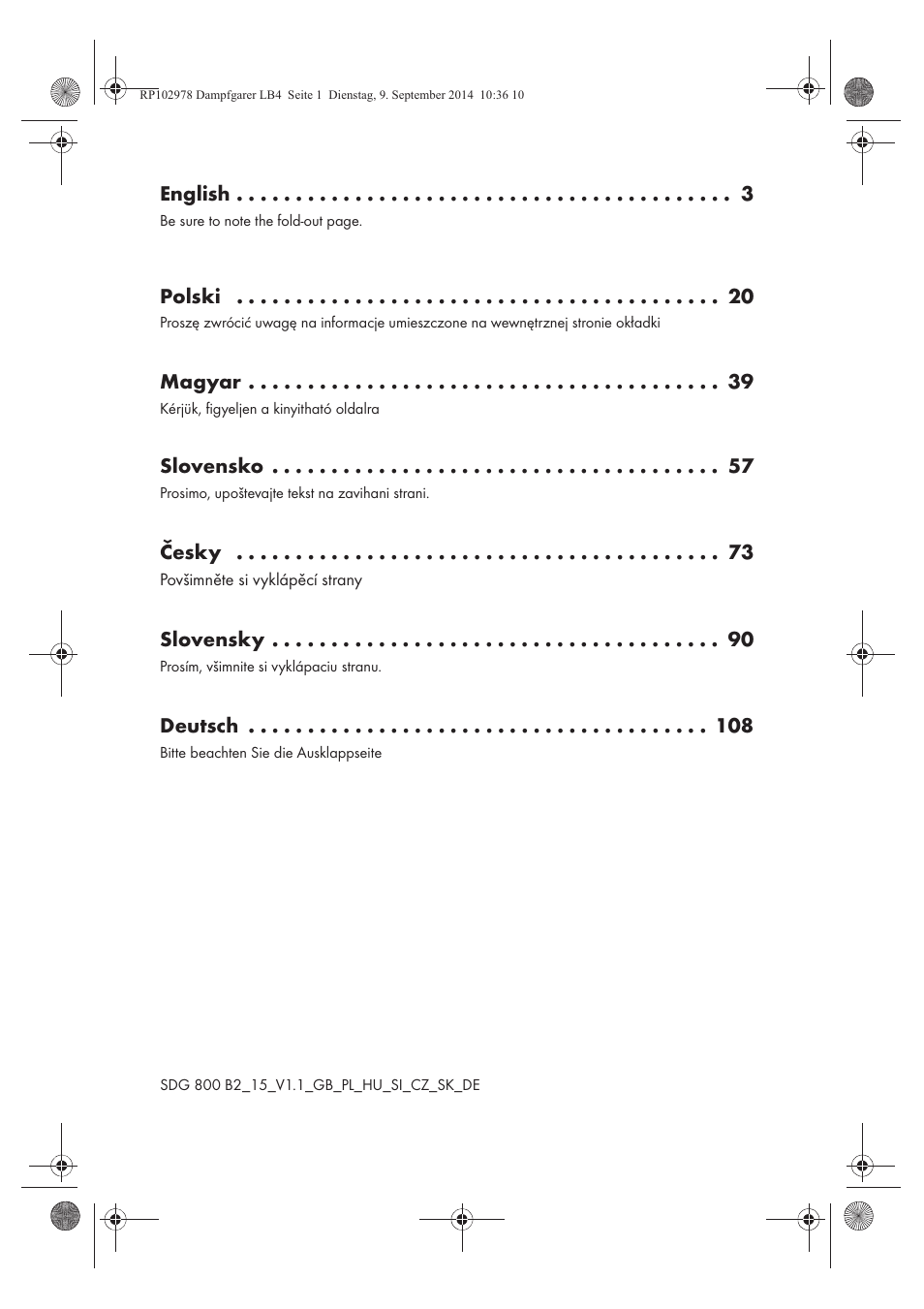 English, Polski, Magyar | Slovensko, Česky, Slovensky, Deutsch | Silvercrest SDG 800 B2 User Manual | Page 2 / 130
