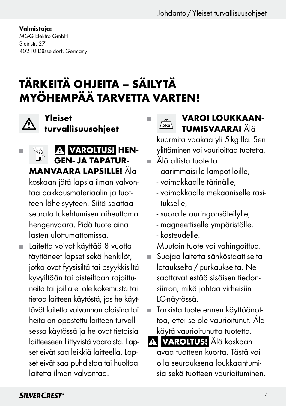 Silvercrest SKWD B1 User Manual | Page 15 / 61