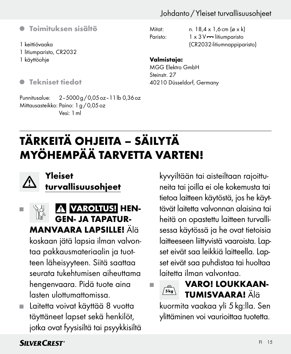Silvercrest SKWD B1 User Manual | Page 15 / 66