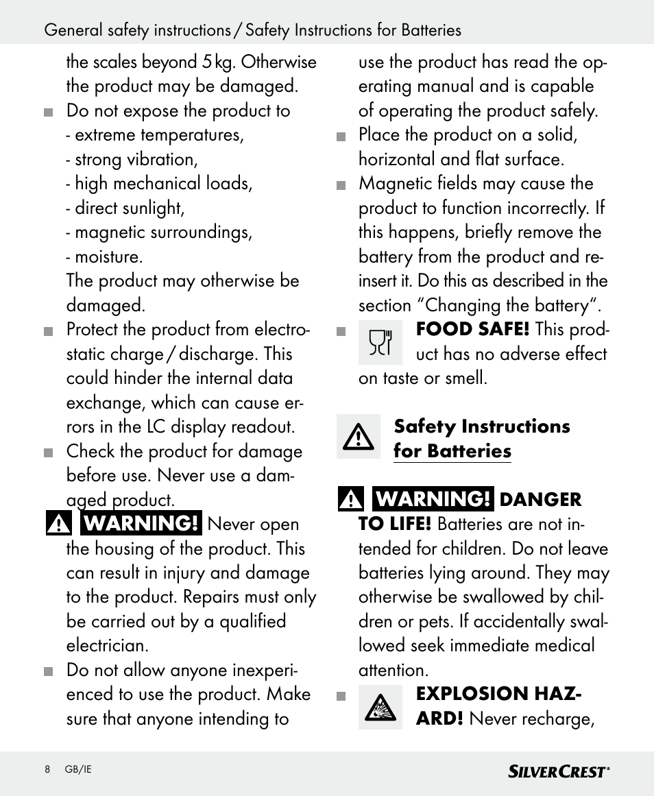 Silvercrest SKWD B1 User Manual | Page 8 / 66