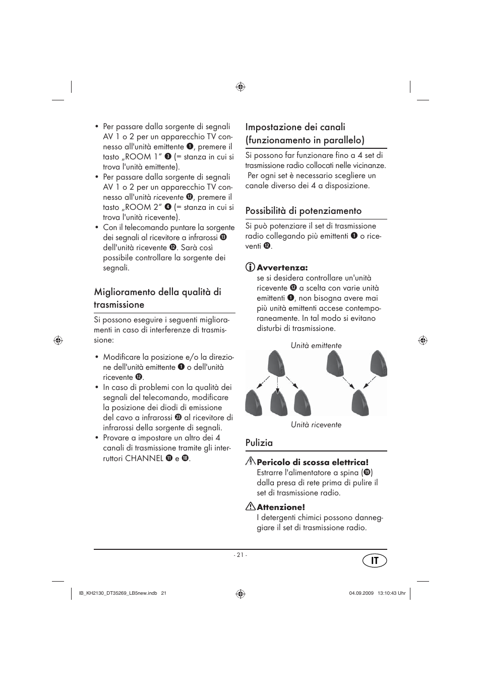 Miglioramento della qualità di trasmissione, Possibilità di potenziamento, Pulizia | Silvercrest KH 2130 User Manual | Page 23 / 61