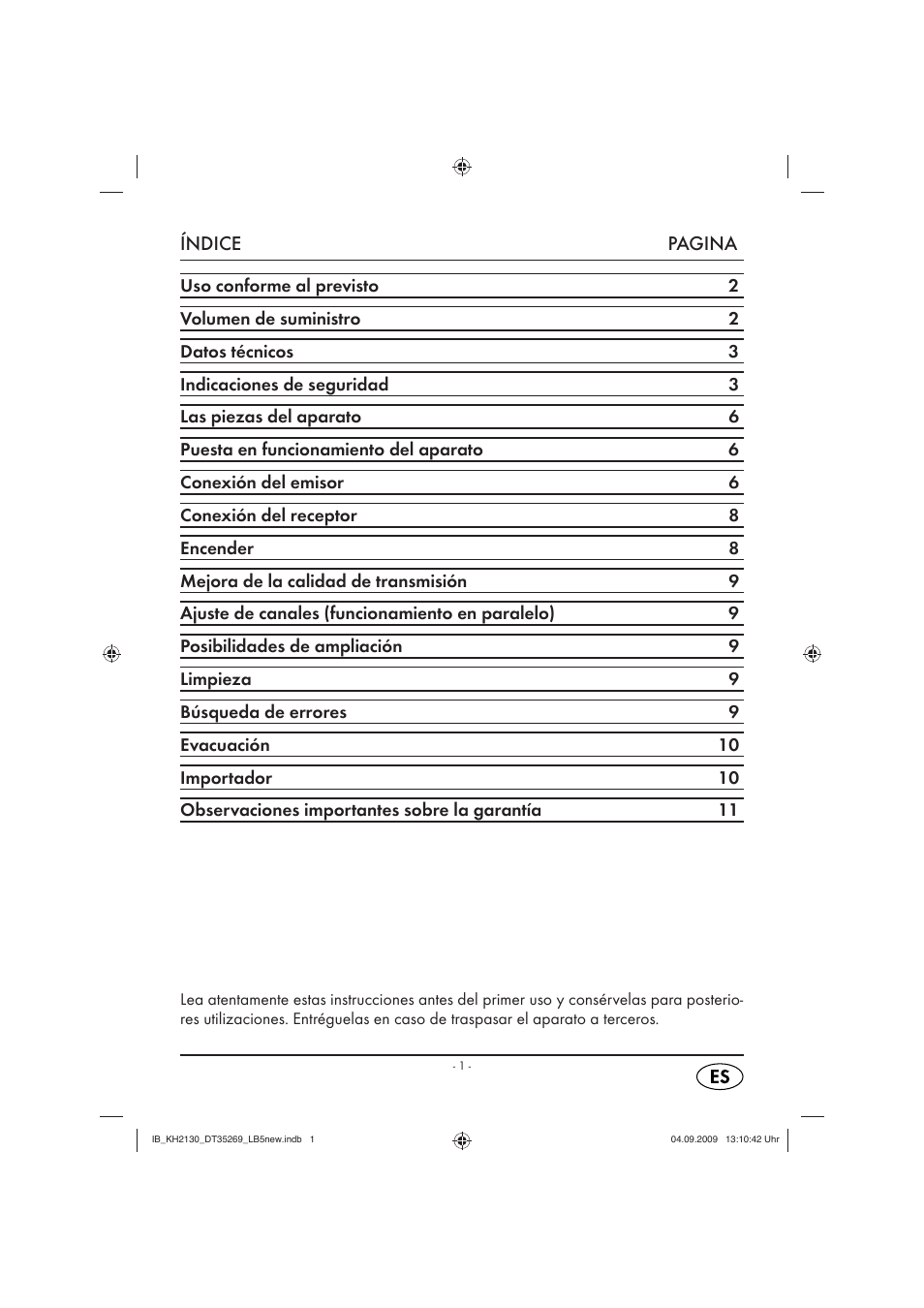 Índice pagina | Silvercrest KH 2130 User Manual | Page 3 / 61