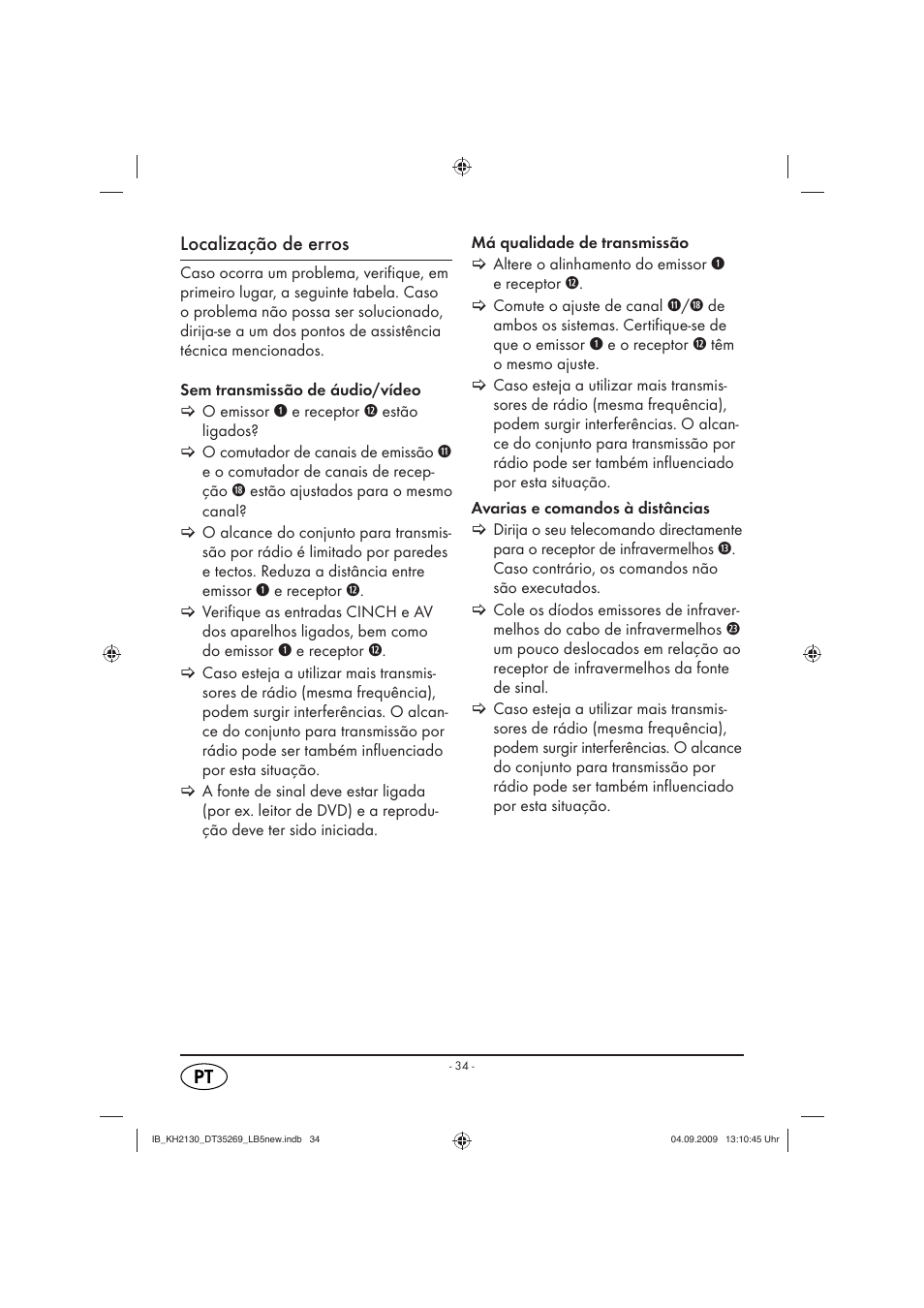 Localização de erros | Silvercrest KH 2130 User Manual | Page 36 / 61