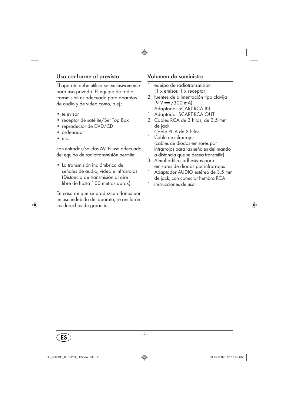 Uso conforme al previsto, Volumen de suministro | Silvercrest KH 2130 User Manual | Page 4 / 61