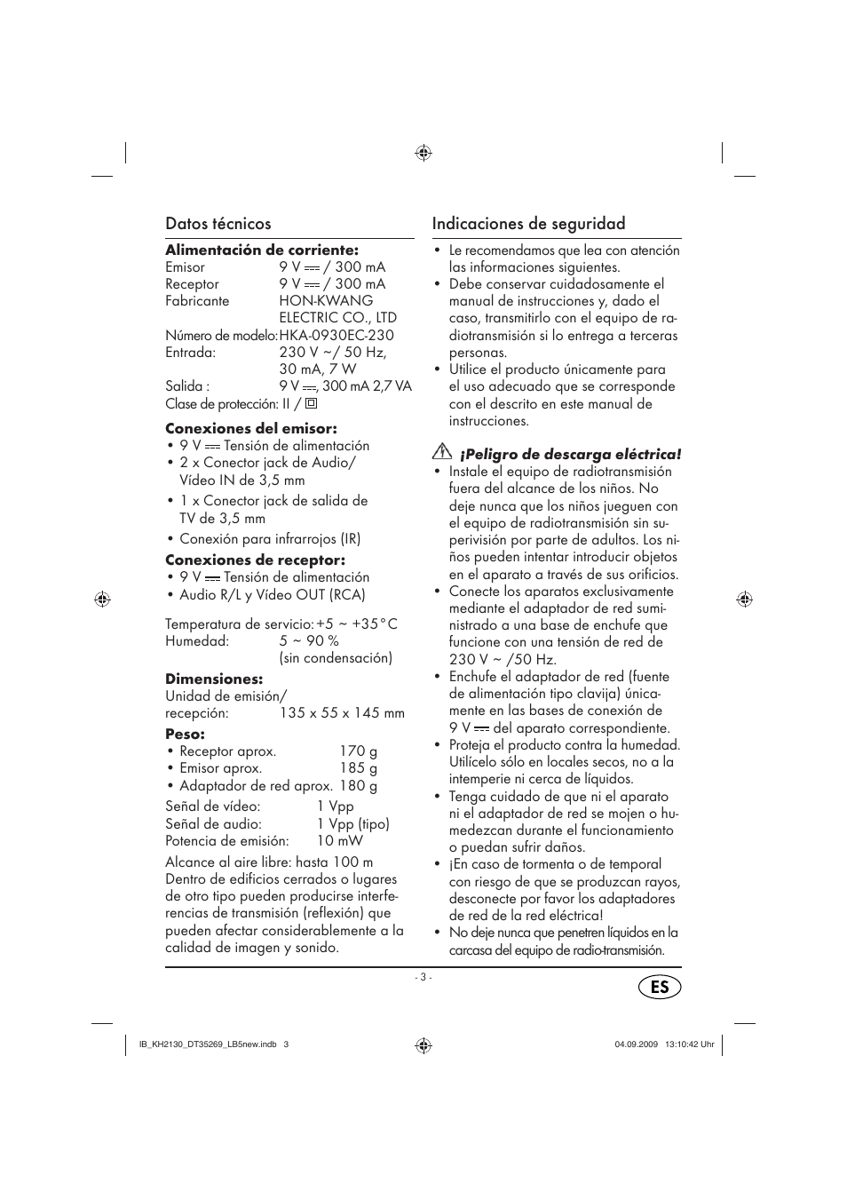 Datos técnicos, Indicaciones de seguridad | Silvercrest KH 2130 User Manual | Page 5 / 61
