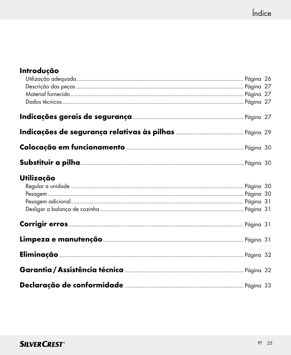 Índice | Silvercrest SKWD B1 User Manual | Page 25 / 52