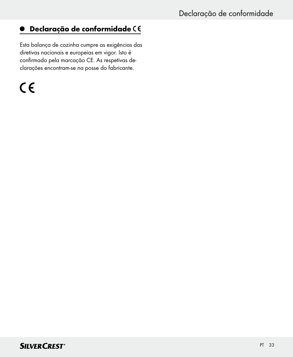Declaração de conformidade | Silvercrest SKWD B1 User Manual | Page 33 / 52
