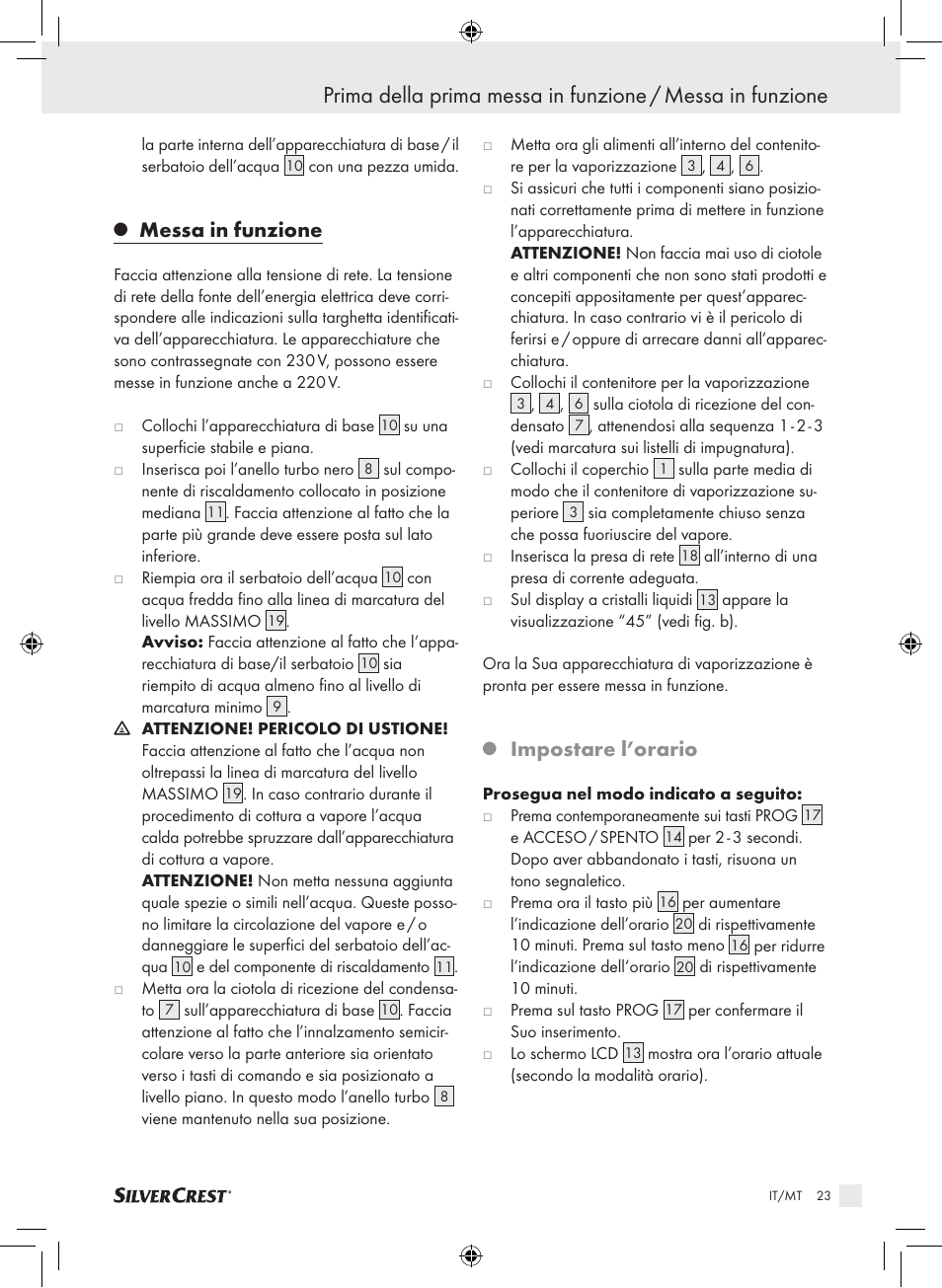 Messa in funzione, Impostare l’orario | Silvercrest SDG 800 A1 User Manual | Page 21 / 72