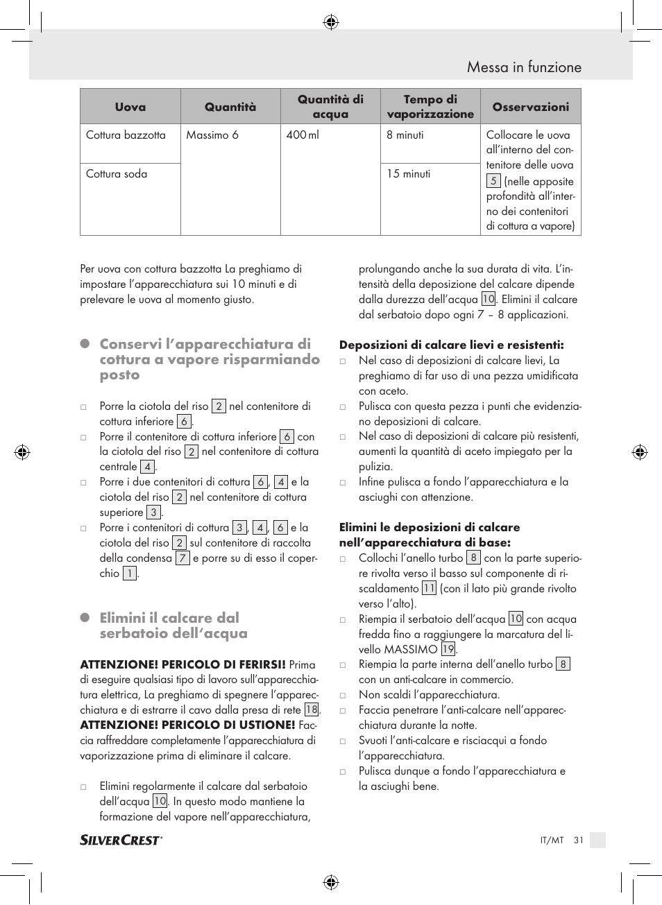 Messa in funzione, Elimini il calcare dal serbatoio dell‘acqua | Silvercrest SDG 800 A1 User Manual | Page 29 / 72