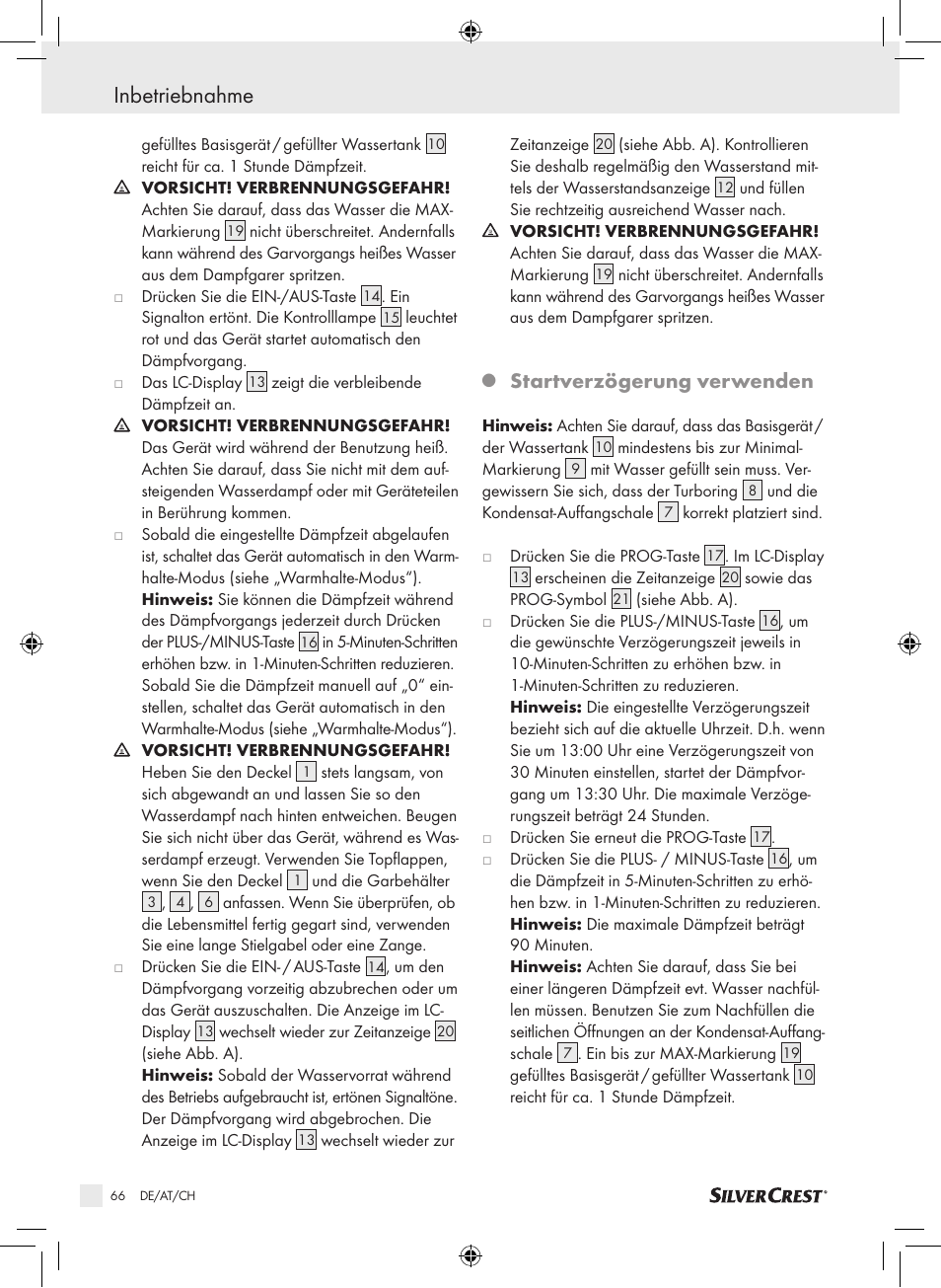 Inbetriebnahme, Startverzögerung verwenden | Silvercrest SDG 800 A1 User Manual | Page 64 / 72