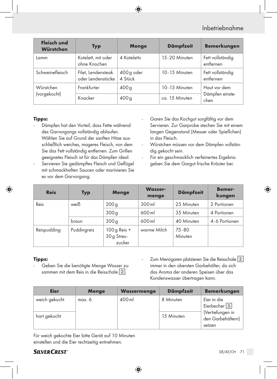 Inbetriebnahme | Silvercrest SDG 800 A1 User Manual | Page 69 / 72