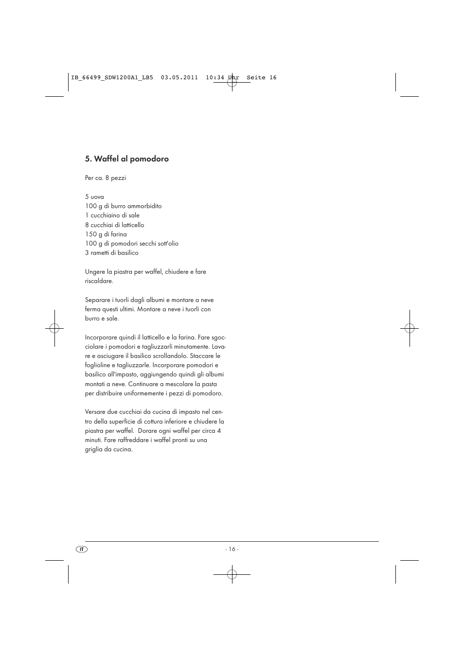 Waffel al pomodoro | Silvercrest SDW 1200 A1 User Manual | Page 18 / 42