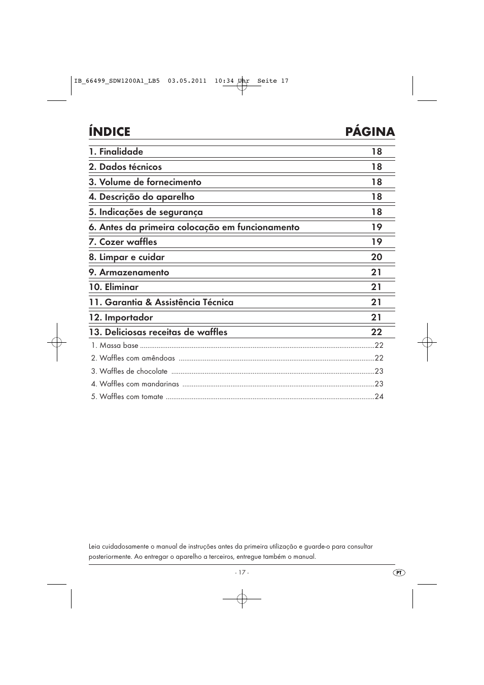 Índice página | Silvercrest SDW 1200 A1 User Manual | Page 19 / 42