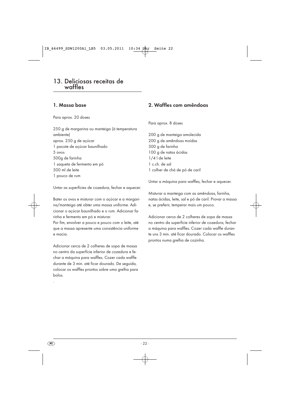 Deliciosas receitas de waffles | Silvercrest SDW 1200 A1 User Manual | Page 24 / 42