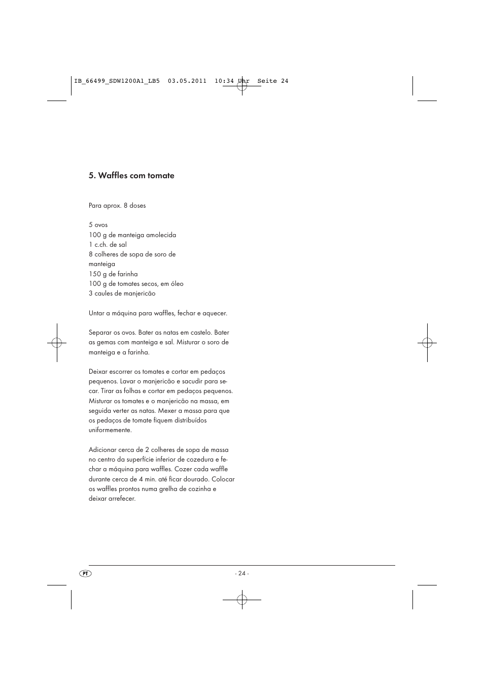 Waffles com tomate | Silvercrest SDW 1200 A1 User Manual | Page 26 / 42