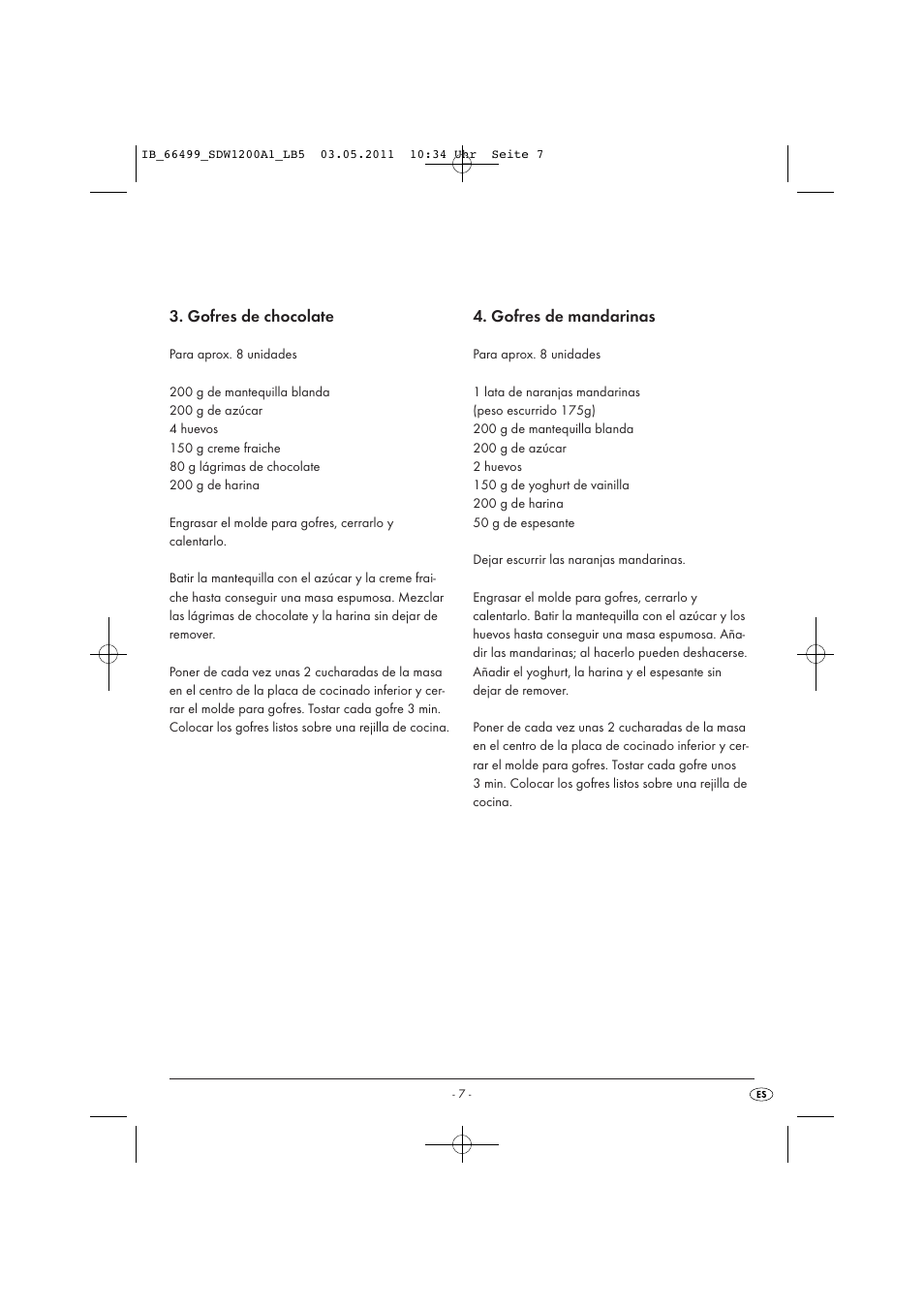 Gofres de chocolate, Gofres de mandarinas | Silvercrest SDW 1200 A1 User Manual | Page 9 / 42