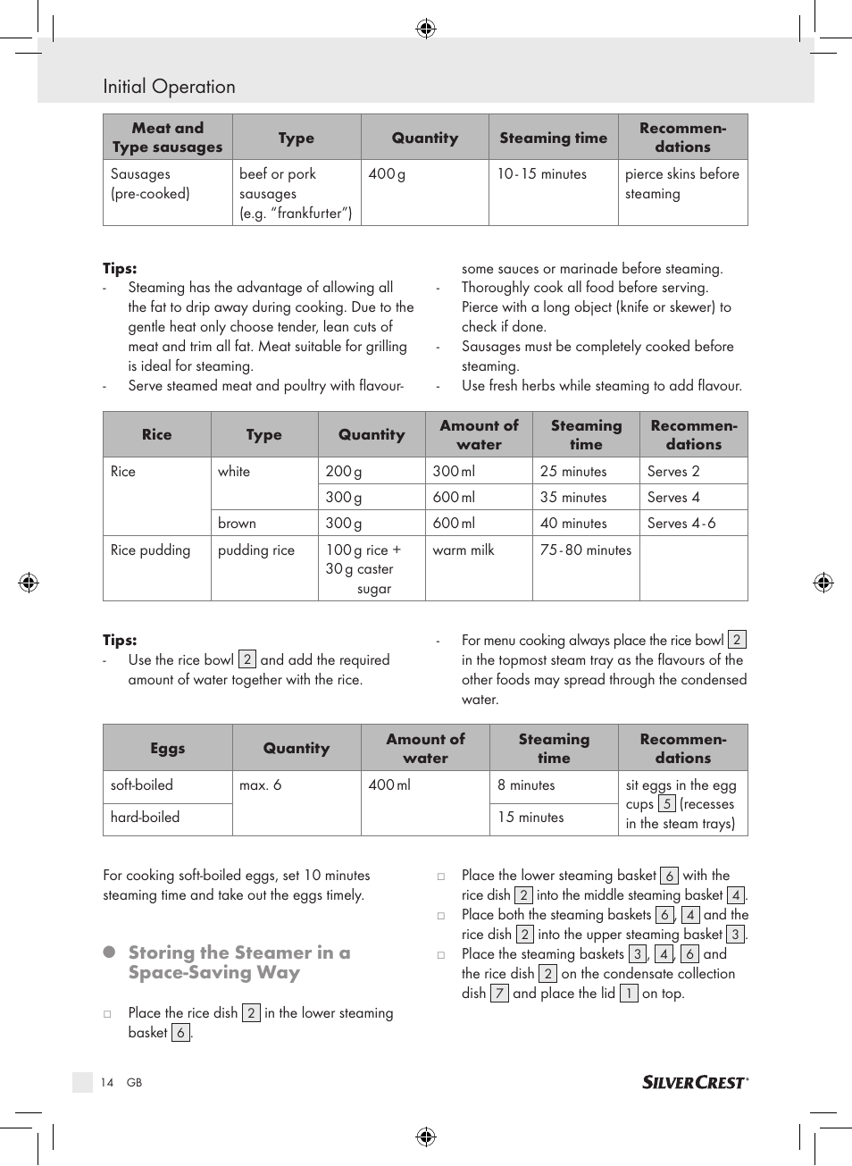 Initial operation, Storing the steamer in a space-saving way | Silvercrest SDG 800 A1 User Manual | Page 12 / 83