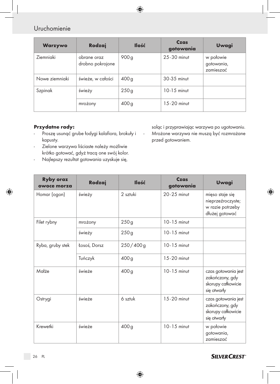 Uruchomienie | Silvercrest SDG 800 A1 User Manual | Page 24 / 83