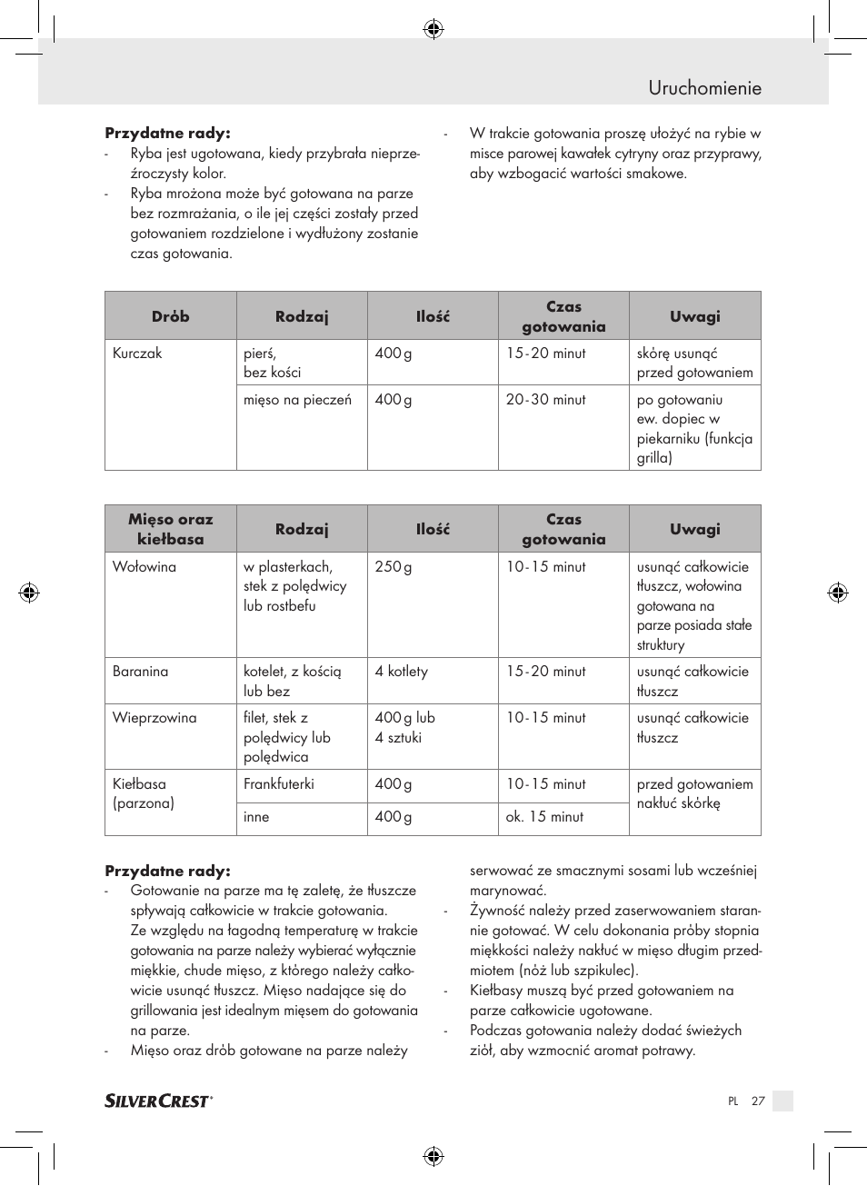 Uruchomienie | Silvercrest SDG 800 A1 User Manual | Page 25 / 83