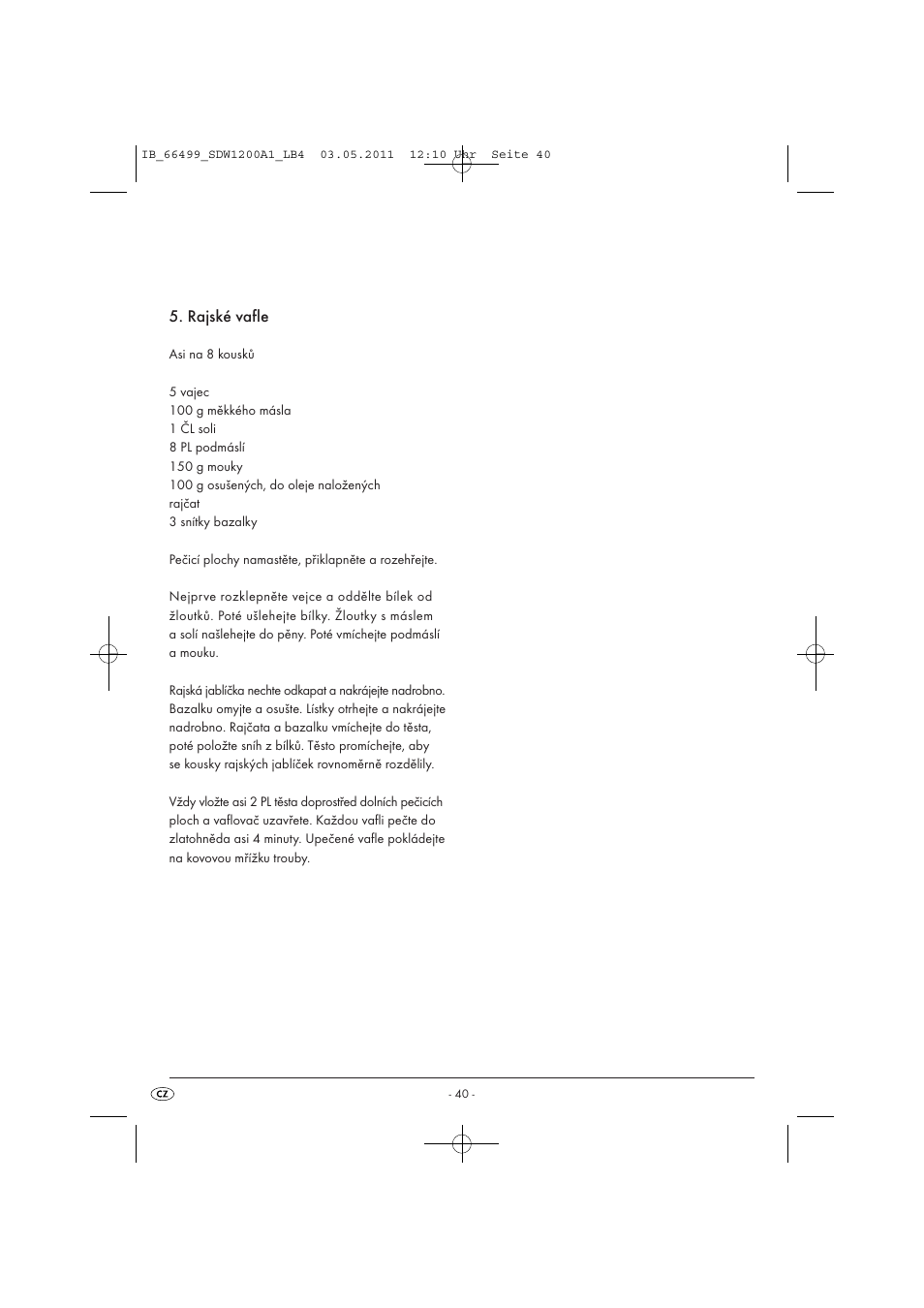 Rajské vafle | Silvercrest SDW 1200 A1 User Manual | Page 42 / 58