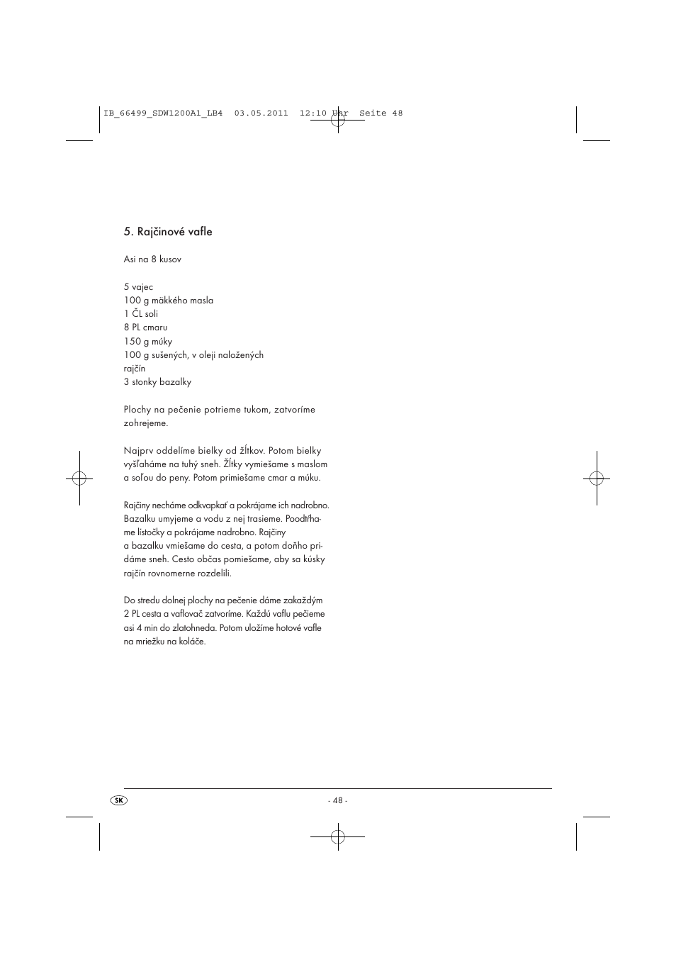 Rajčinové vafle | Silvercrest SDW 1200 A1 User Manual | Page 50 / 58