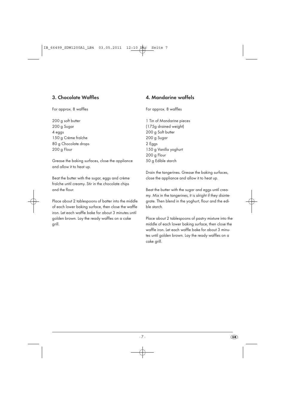 Chocolate waffles, Mandarine waffels | Silvercrest SDW 1200 A1 User Manual | Page 9 / 58