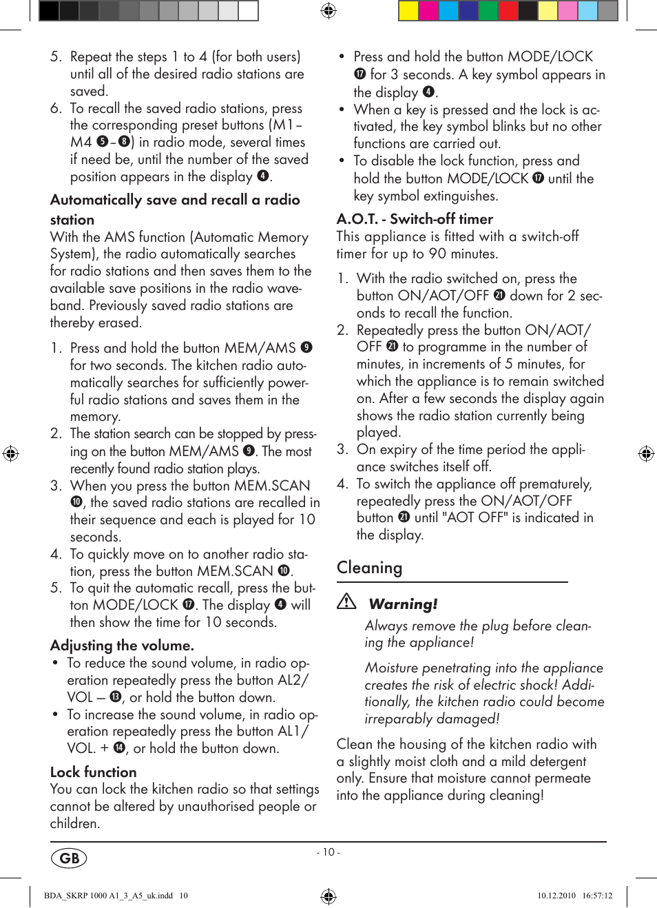 Cleaning | Silvercrest SKRP 1000 A1 User Manual | Page 12 / 14