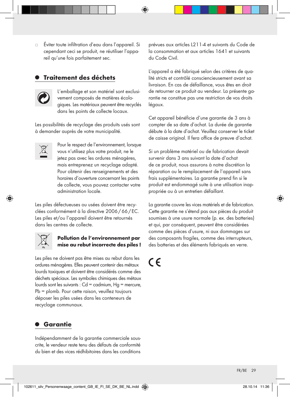 Traitement des déchets, Garantie | Silvercrest 102611-14-01/102611-14-02 User Manual | Page 29 / 40