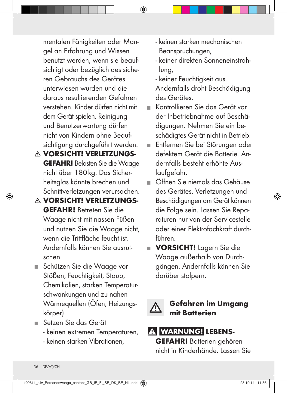 Silvercrest 102611-14-01/102611-14-02 User Manual | Page 36 / 40