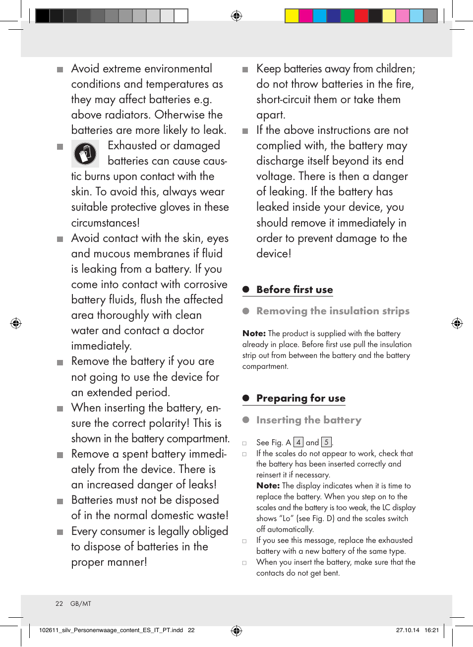 Silvercrest 102611-14-01/102611-14-02 User Manual | Page 22 / 30